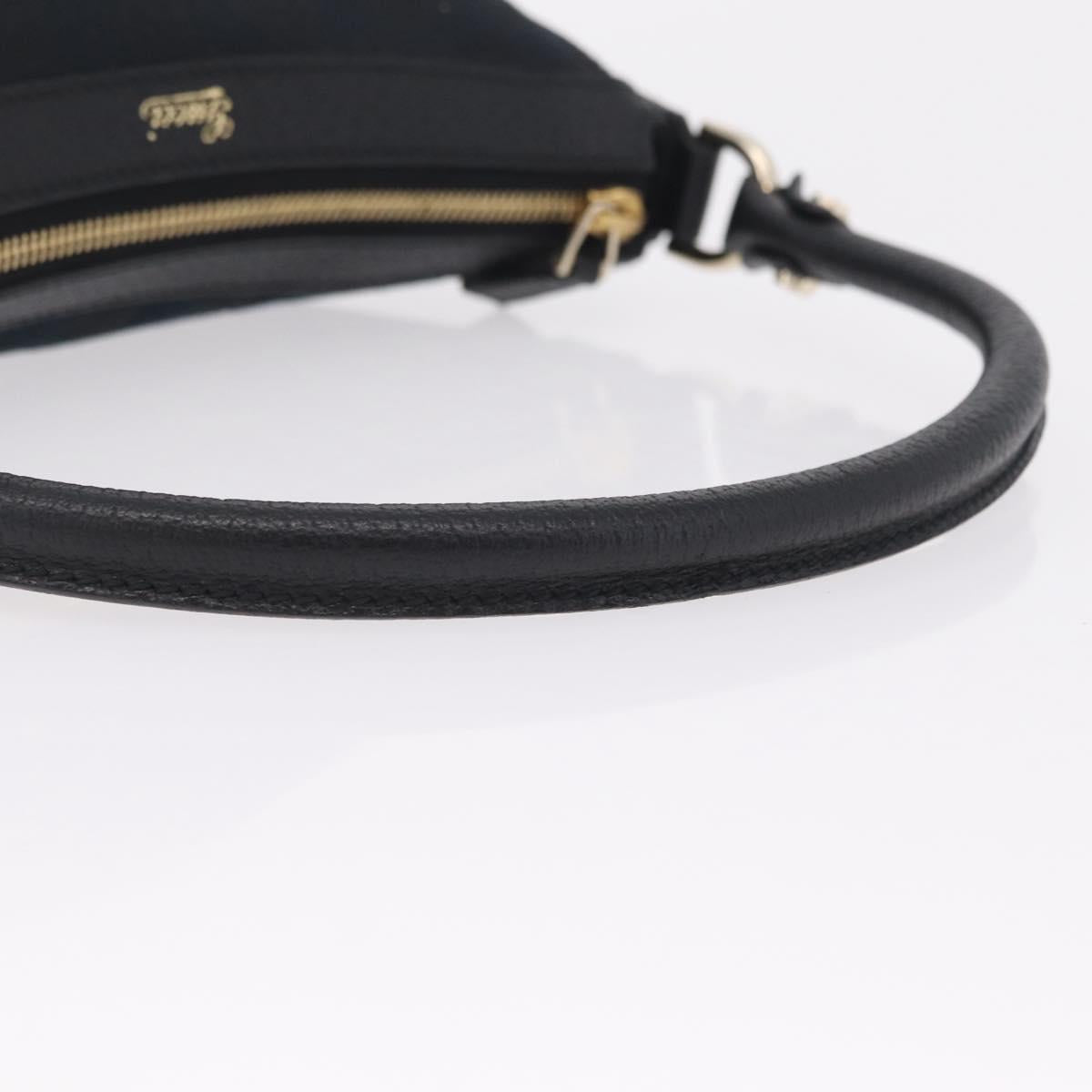 GUCCI GG Canvas Hand Bag Black Gold Tone 146244 Auth am12807V