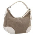 PRADA Jacquard Hand Bag Canvas Beige Silver BR3423 Auth am12817V