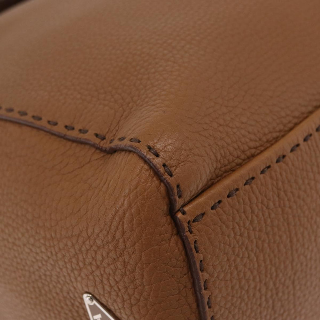PRADA Shoulder Bag Leather Brown Silver Auth am12821V