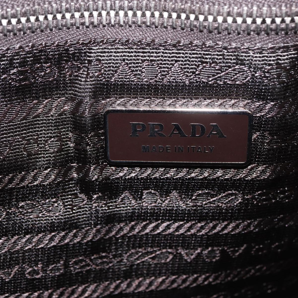 PRADA Shoulder Bag Leather Brown Silver Auth am12821V