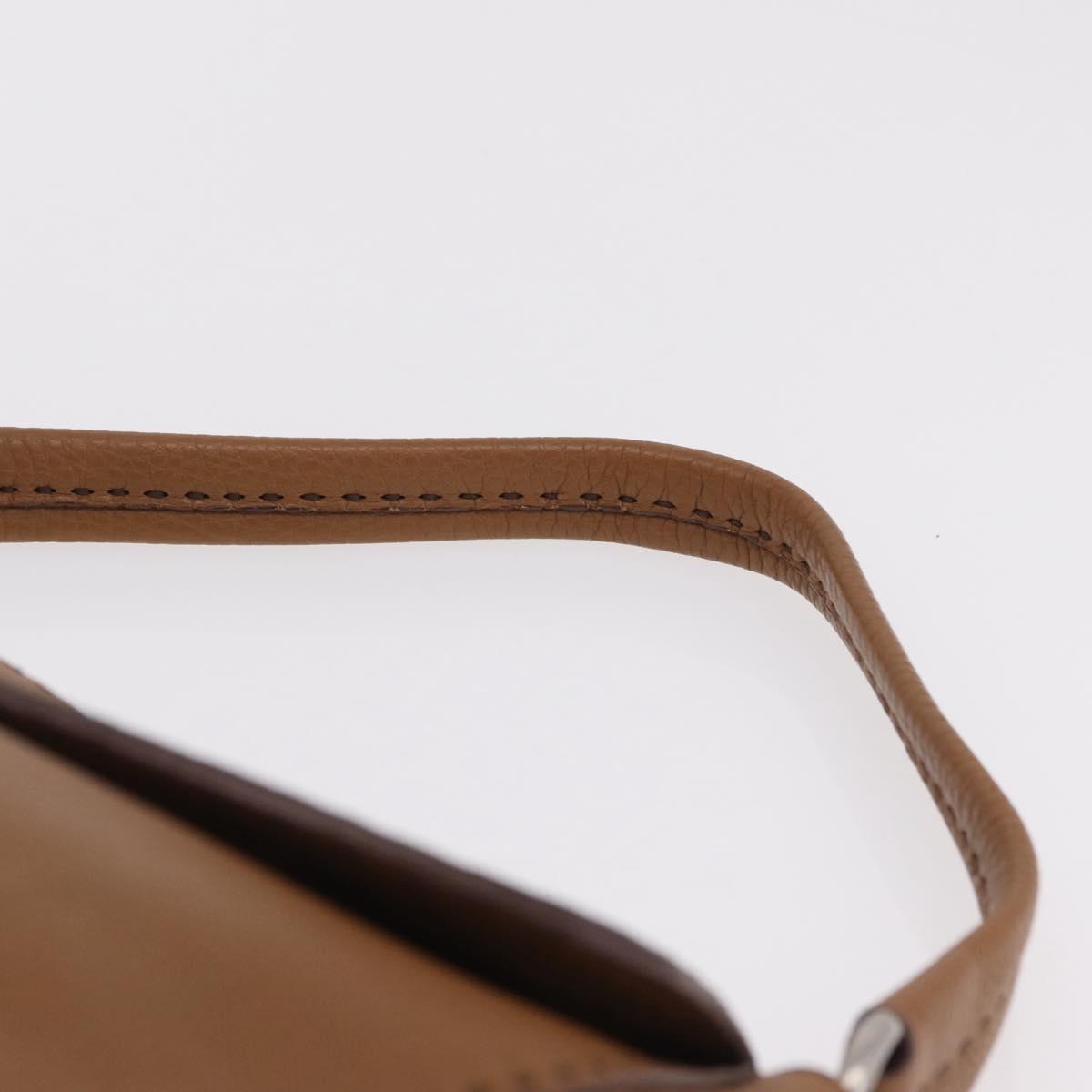 PRADA Shoulder Bag Leather Brown Silver Auth am12821V