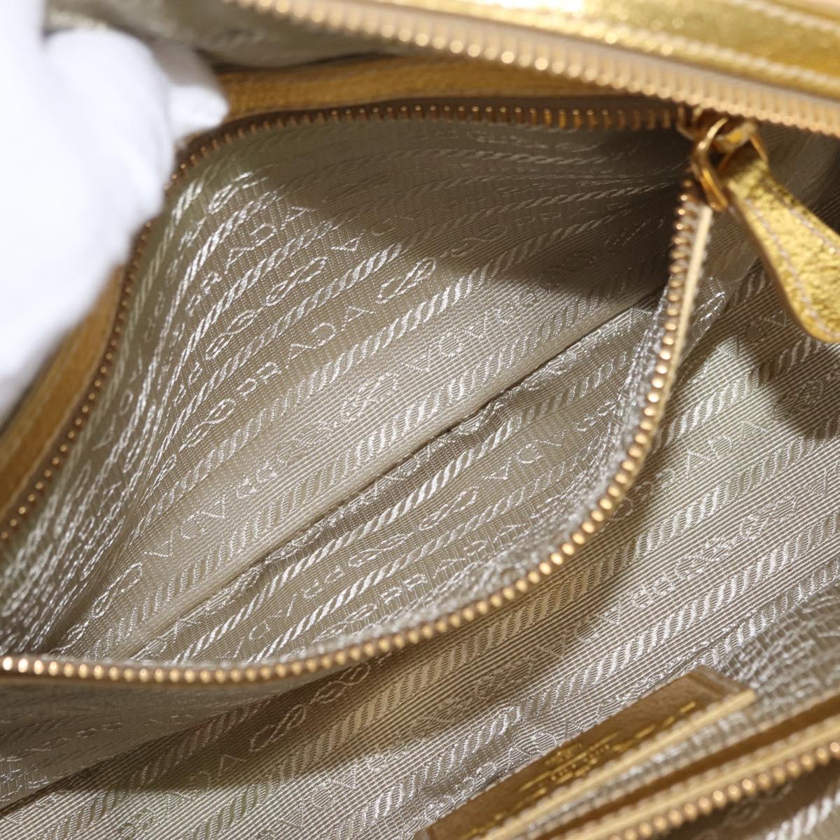 PRADA Chain Hand Bag Raffia Beige Gold Tone BL0352 Auth am12833M