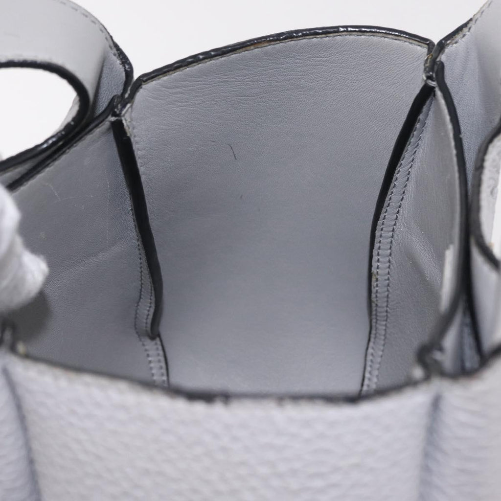 PRADA Vittelodanoy Hand Bag Leather Gray Silver Auth am12842A