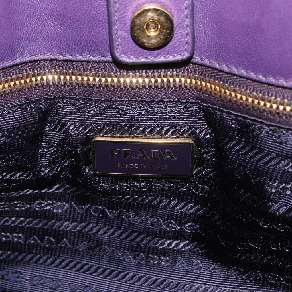 PRADA Hand Bag Nylon Purple Gold Tone Auth am12845A