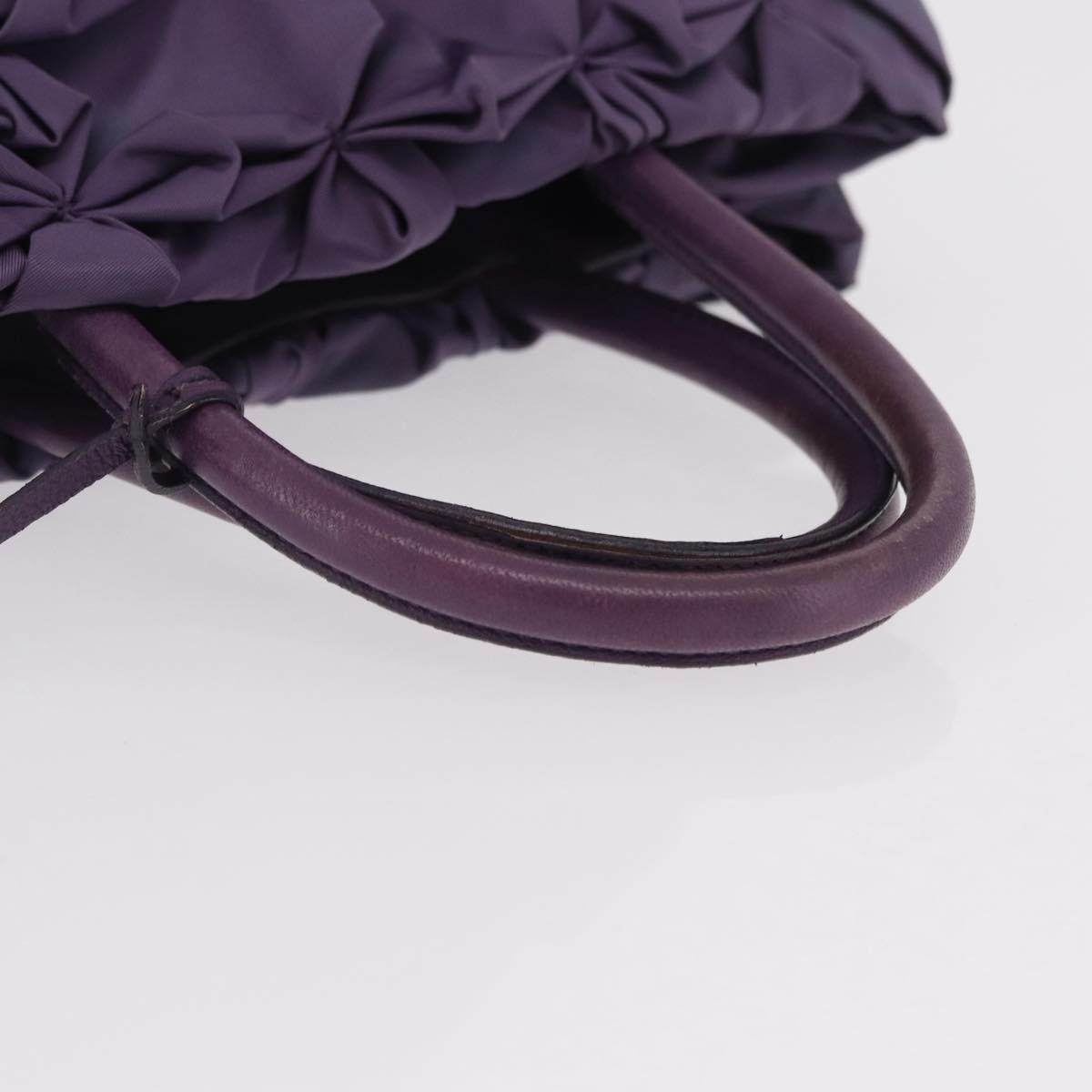 PRADA Hand Bag Nylon Purple Gold Tone Auth am12845A