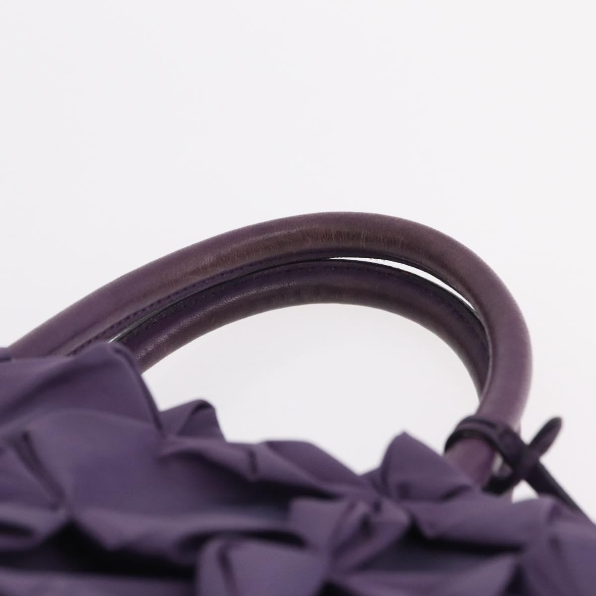 PRADA Hand Bag Nylon Purple Gold Tone Auth am12845A