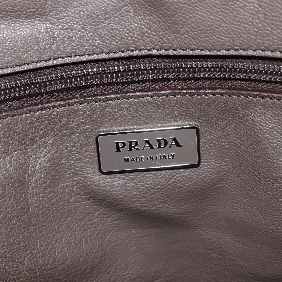 PRADA Boston Bag Leather Gray Silver Auth am12847