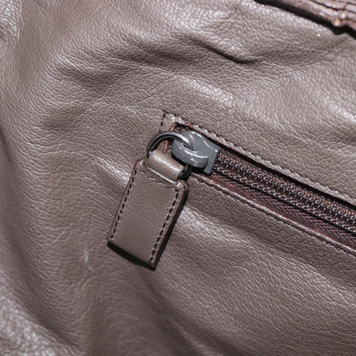 PRADA Boston Bag Leather Gray Silver Auth am12847