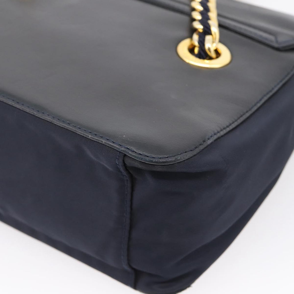 PRADA Chain Shoulder Bag Leather Black Gold Tone B4099 Auth am12853V