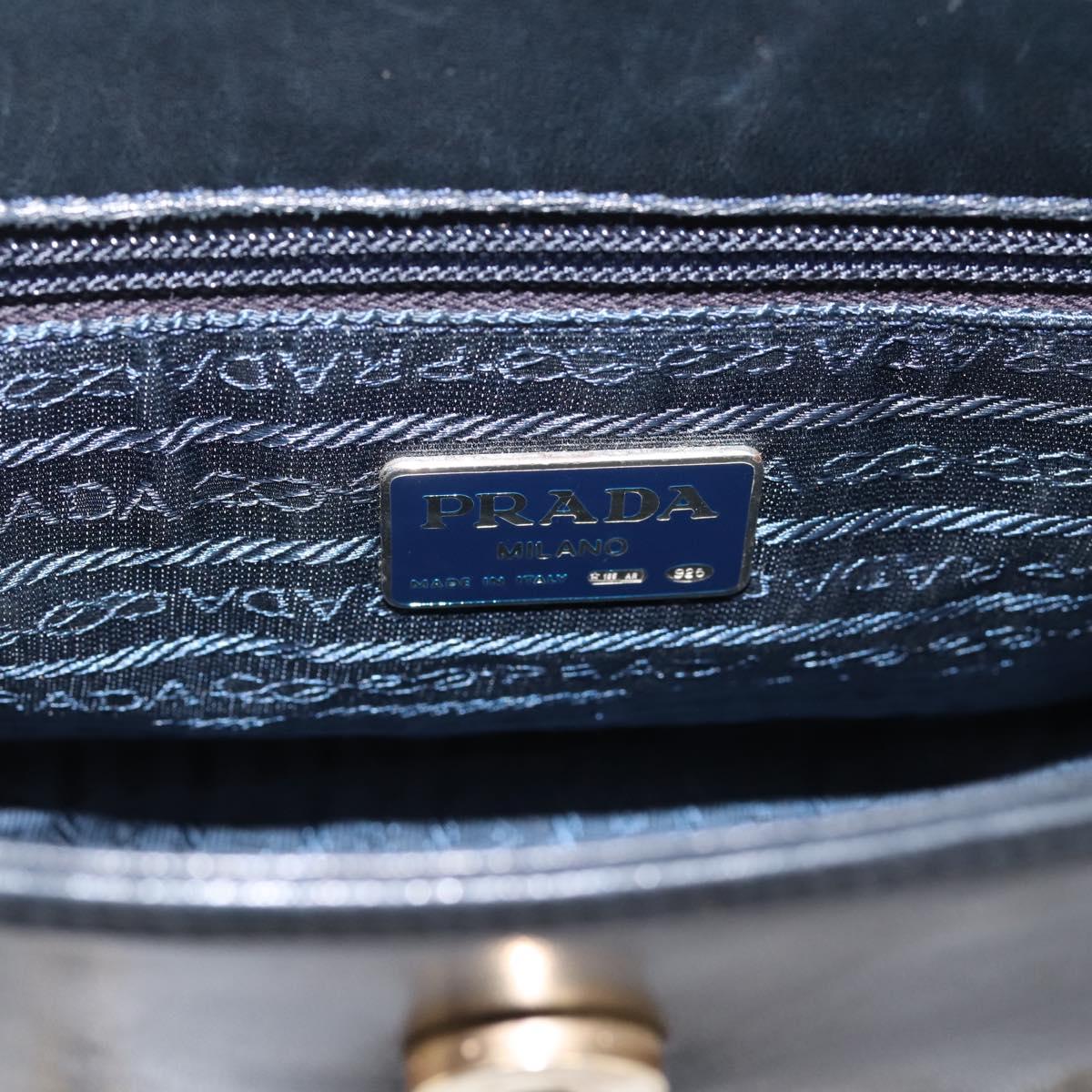 PRADA Chain Shoulder Bag Leather Black Gold Tone B4099 Auth am12853V