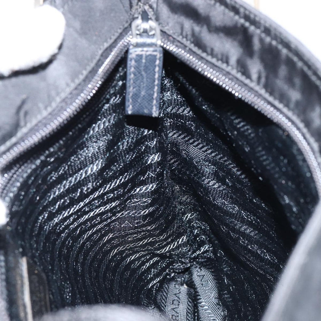 PRADA Shoulder Bag Nylon Black Gold Auth am9670