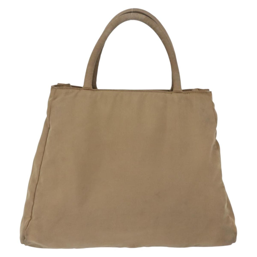 PRADA Hand Bag Nylon Beige Auth ar14168