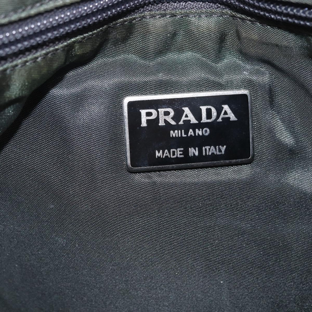 PRADA Chain Tote Bag Nylon Green Auth ar14194