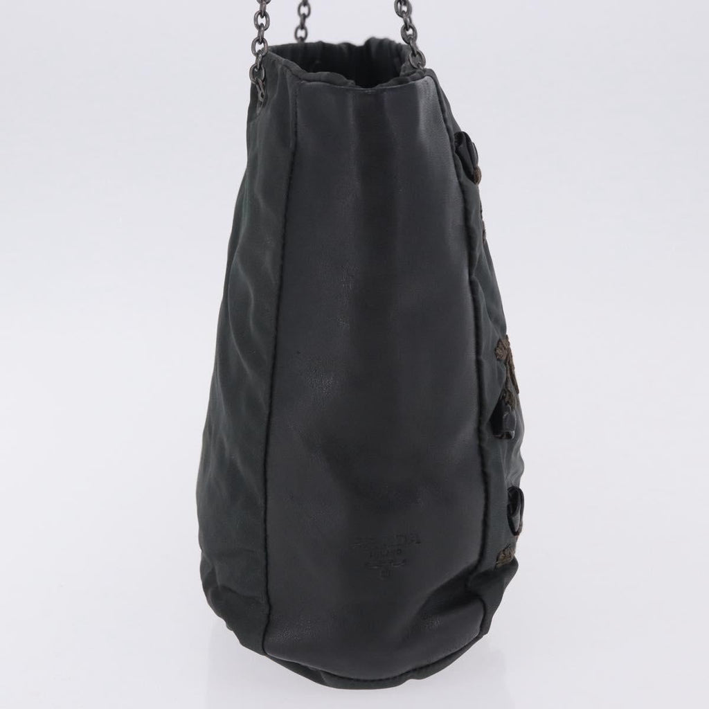 PRADA Chain Tote Bag Nylon Green Auth ar14194