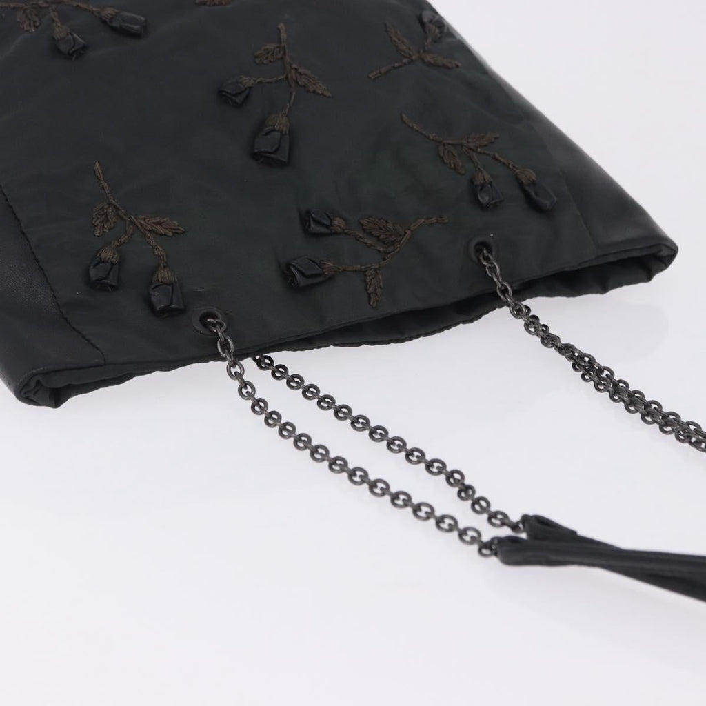 PRADA Chain Tote Bag Nylon Green Auth ar14194