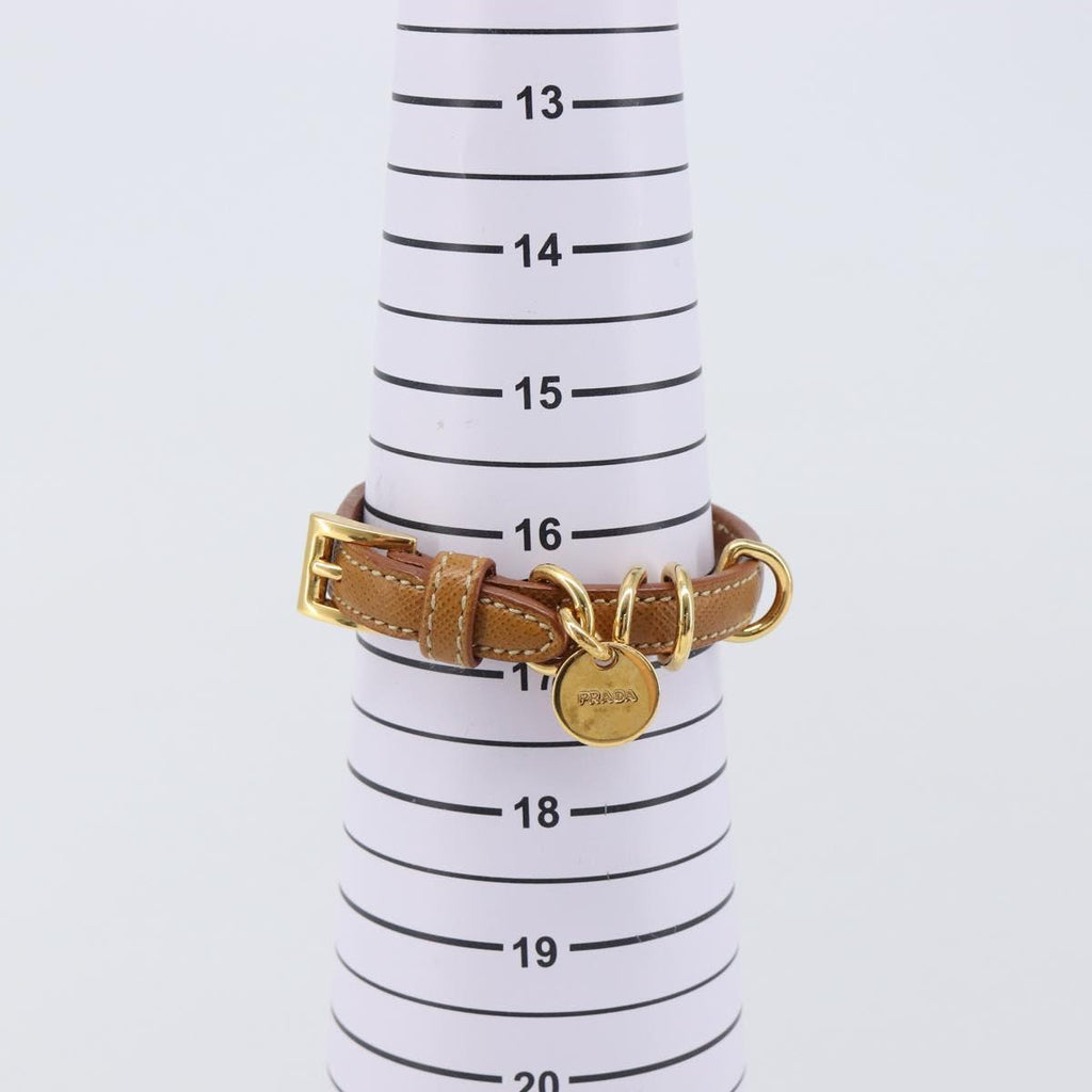 PRADA Bracelet Leather Brown Gold Tone Auth ar14250V