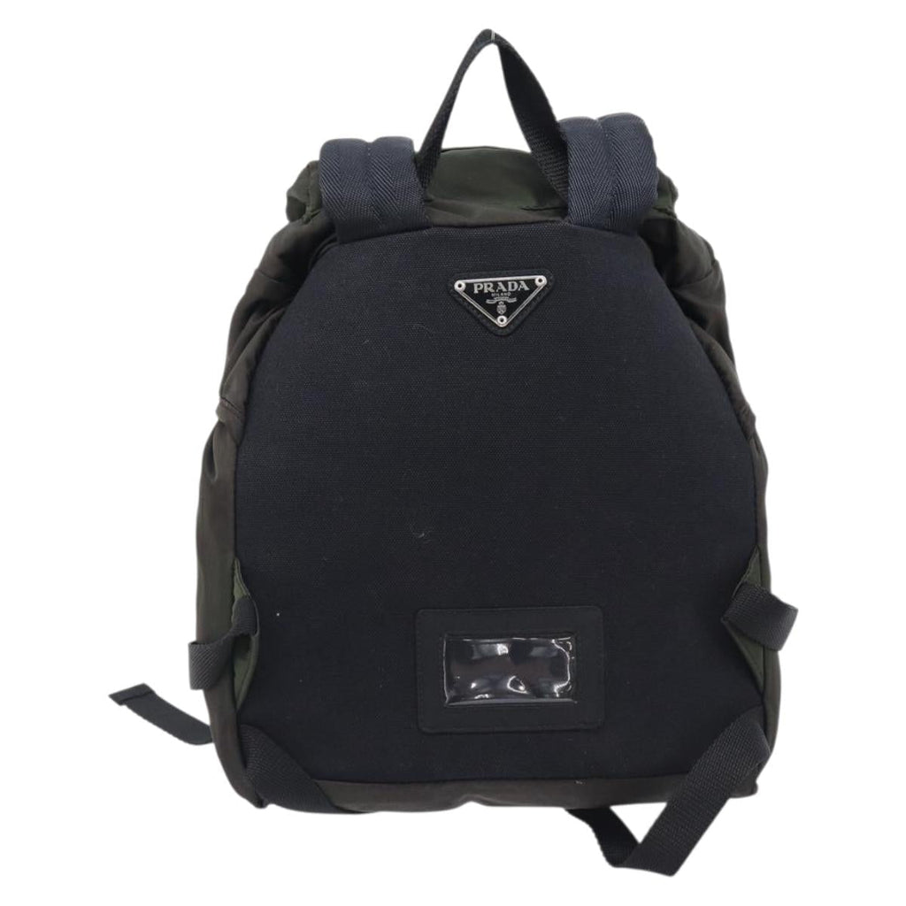 PRADA Backpack Nylon Khaki Silver Auth ar14290