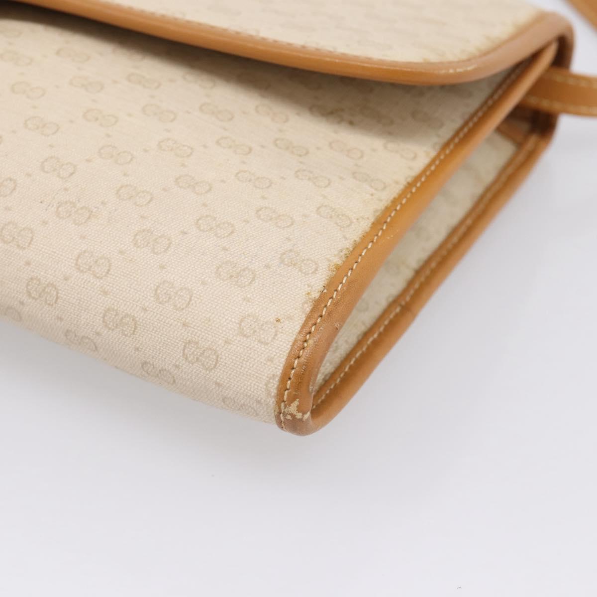GUCCI Micro GG Supreme Shoulder Bag PVC Beige Gold Auth ar14351