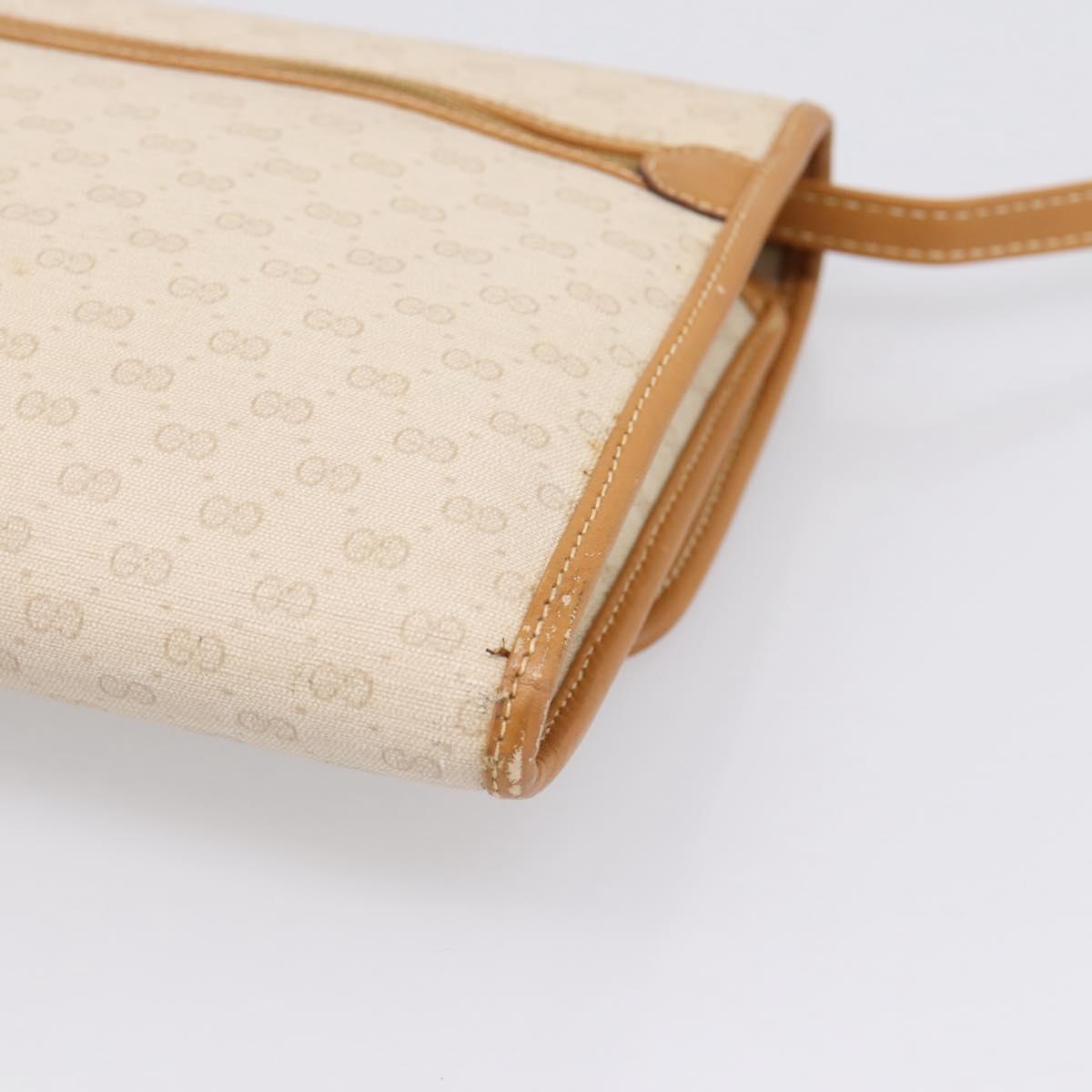 GUCCI Micro GG Supreme Shoulder Bag PVC Beige Gold Auth ar14351