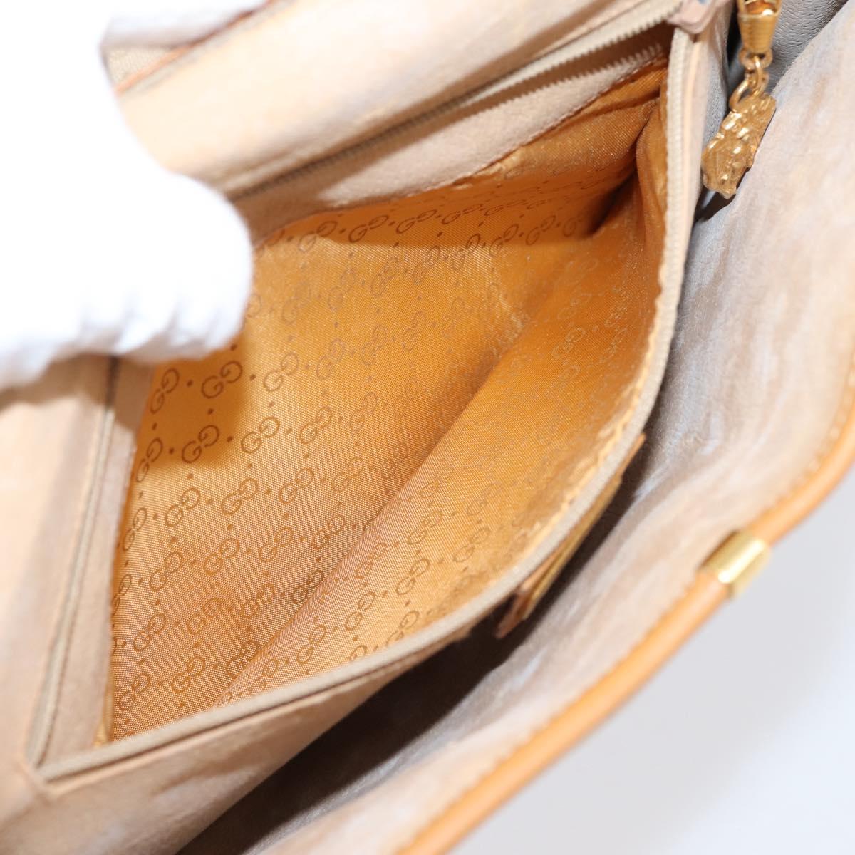GUCCI Micro GG Supreme Shoulder Bag PVC Beige Gold Auth ar14351