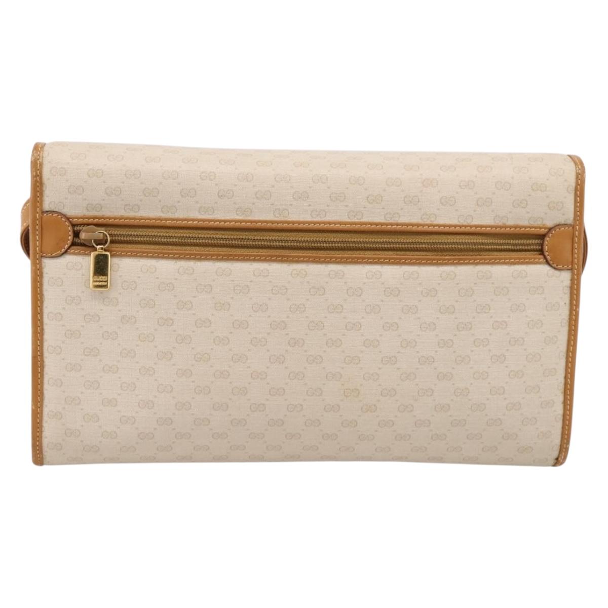 GUCCI Micro GG Supreme Shoulder Bag PVC Beige Gold Auth ar14351