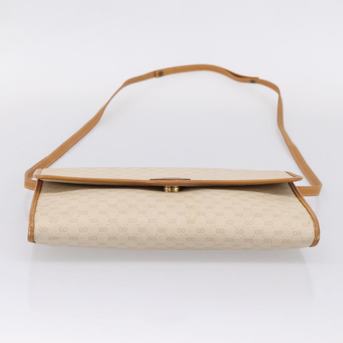 GUCCI Micro GG Supreme Shoulder Bag PVC Beige Gold Auth ar14351