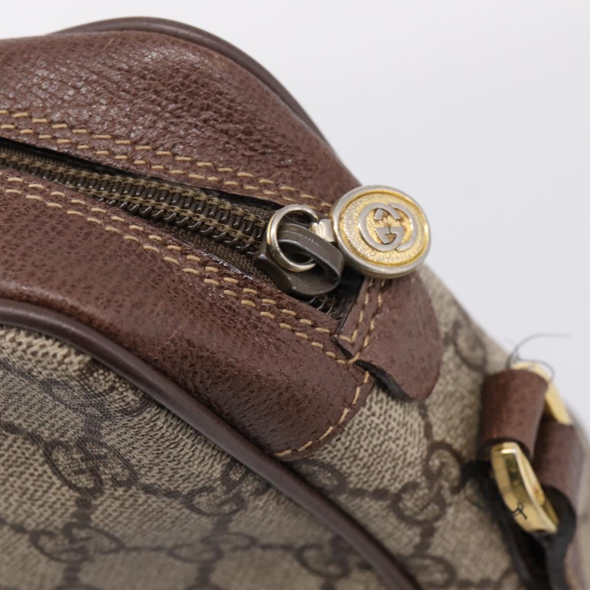 GUCCI GG Supreme Web Sherry Line Bag PVC Beige Gold 001 50 6655 Auth ar14356