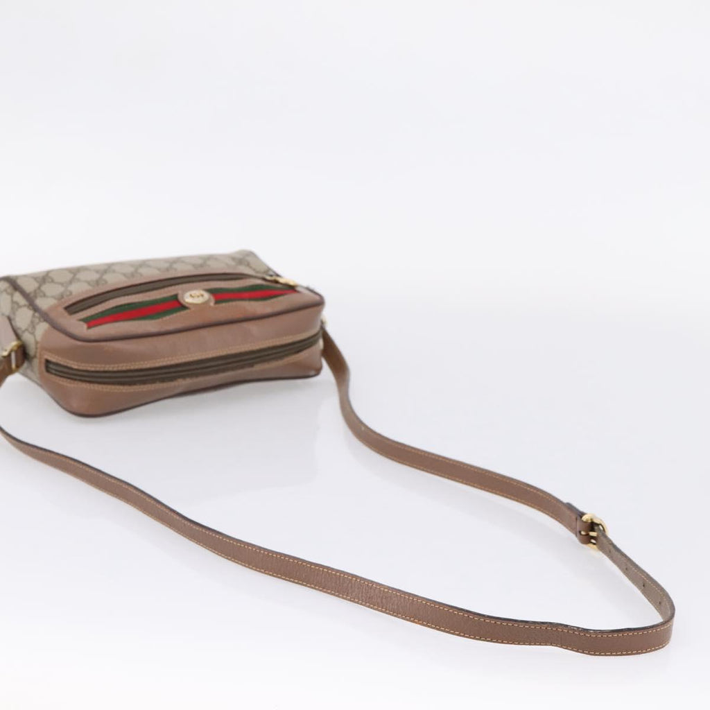 GUCCI GG Supreme Web Sherry Line Bag PVC Beige Gold 001 44 6655 Auth ar14362