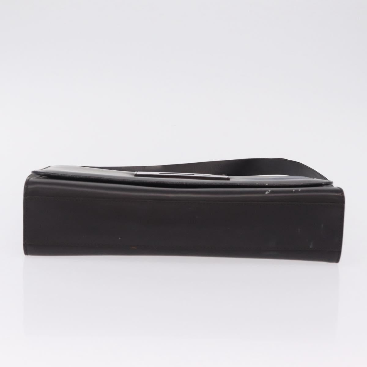 GUCCI Shoulder Bag Leather Outlet Black Silver 001 3063 Auth ar14368