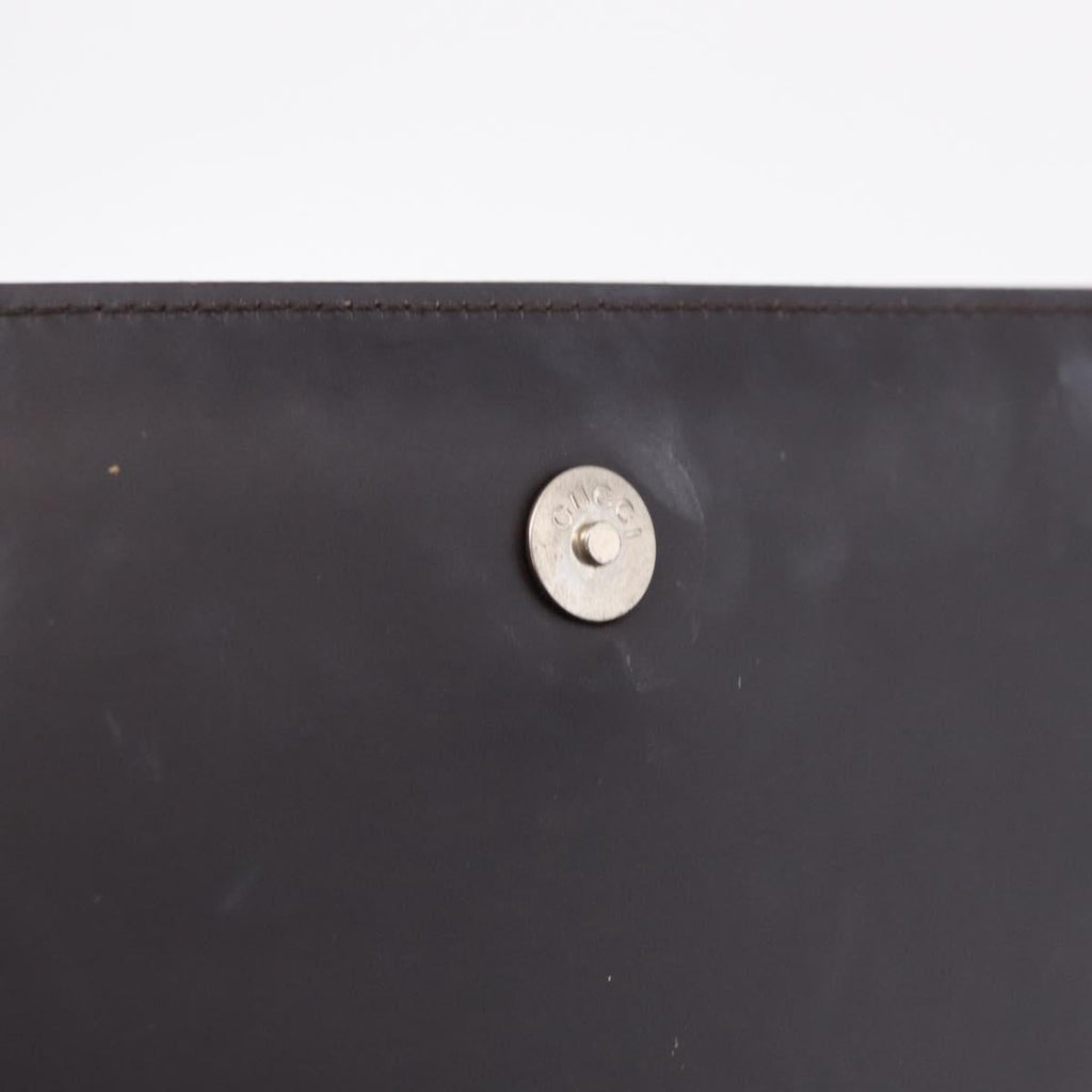 GUCCI Shoulder Bag Leather Outlet Black Silver 001 3063 Auth ar14368