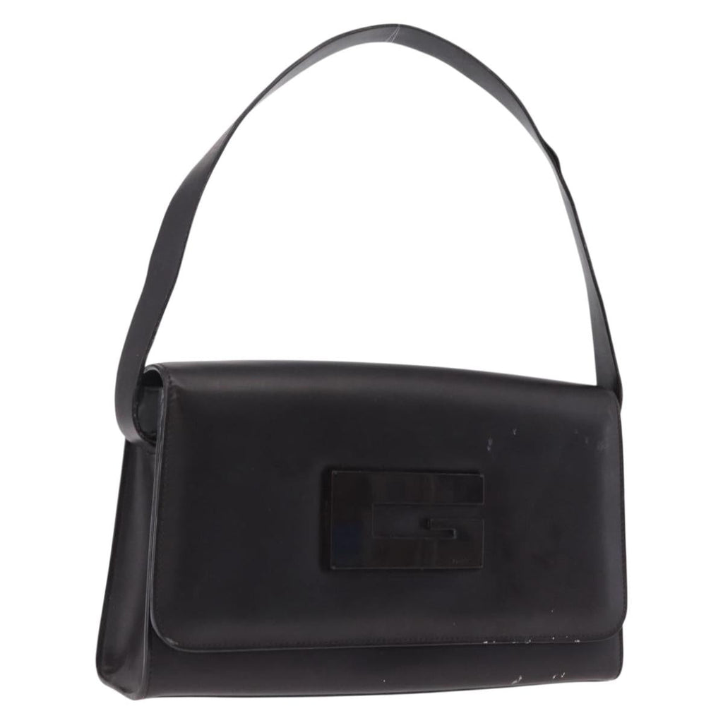 GUCCI Shoulder Bag Leather Outlet Black Silver 001 3063 Auth ar14368