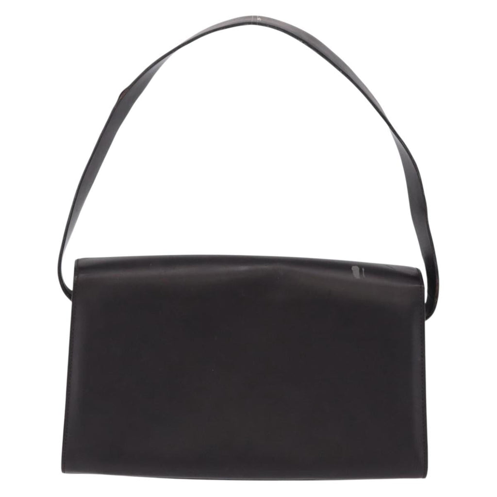 GUCCI Shoulder Bag Leather Outlet Black Silver 001 3063 Auth ar14368