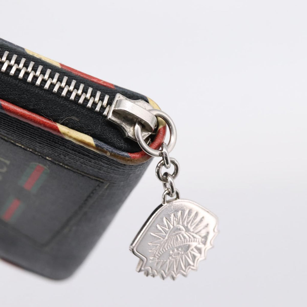 GUCCI GG Supreme Night Courier Coin Purse PVC Black Silver 496343 Auth ar14376