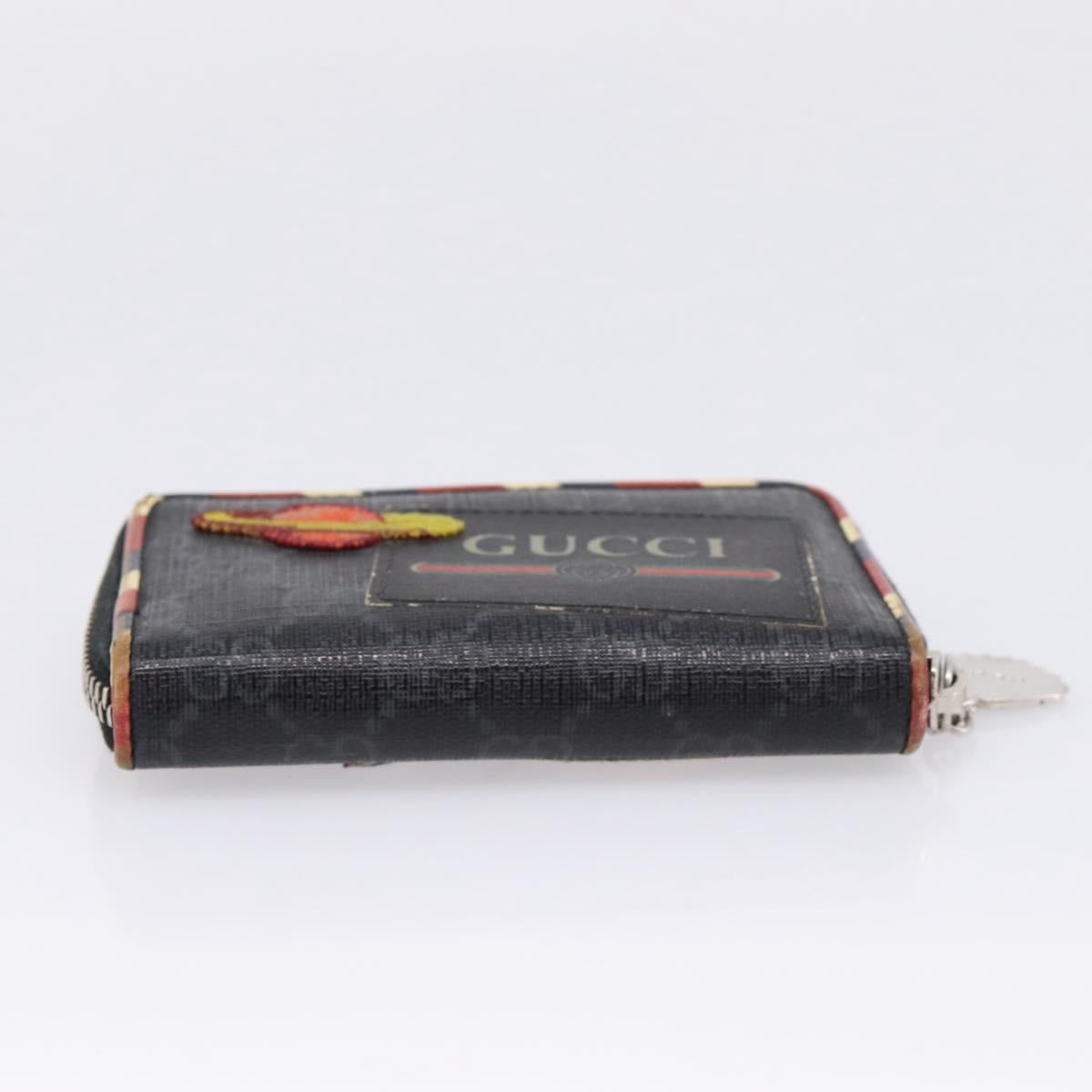 GUCCI GG Supreme Night Courier Coin Purse PVC Black Silver 496343 Auth ar14376