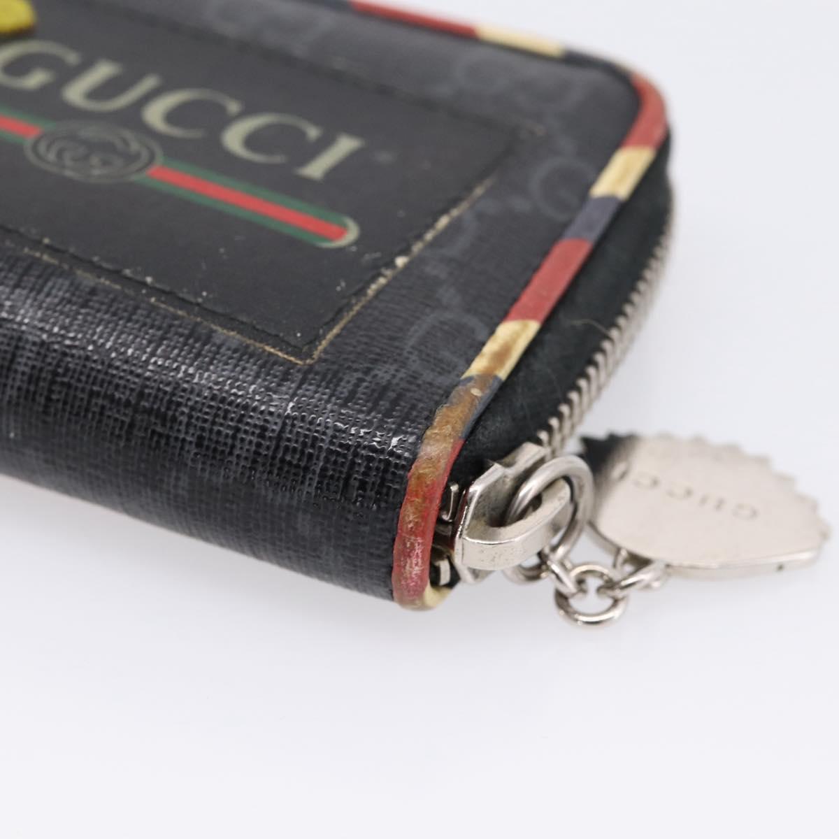 GUCCI GG Supreme Night Courier Coin Purse PVC Black Silver 496343 Auth ar14376
