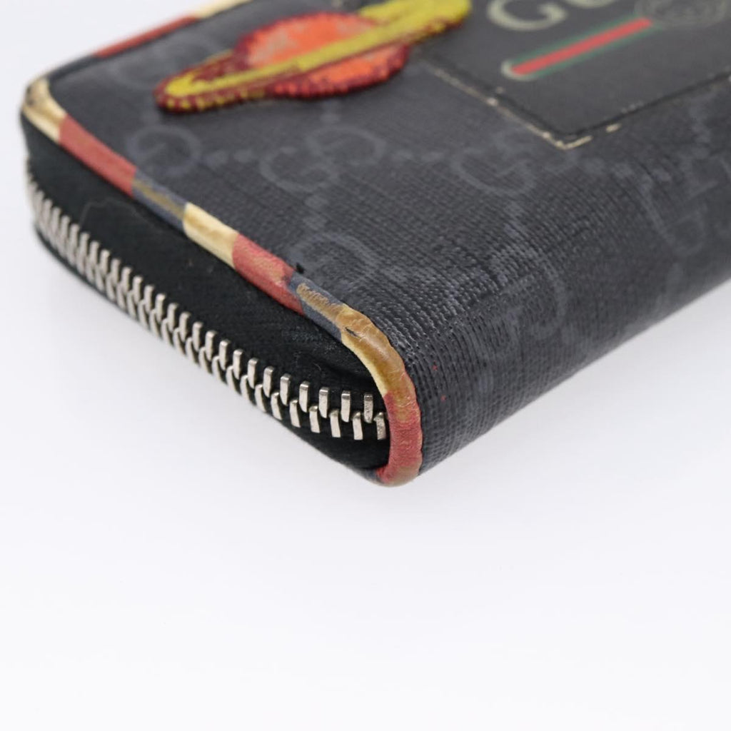 GUCCI GG Supreme Night Courier Coin Purse PVC Black Silver 496343 Auth ar14376