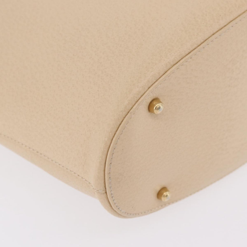 GUCCI Hand Bag Leather White Gold 002 2058 0477 0 Auth ar14378