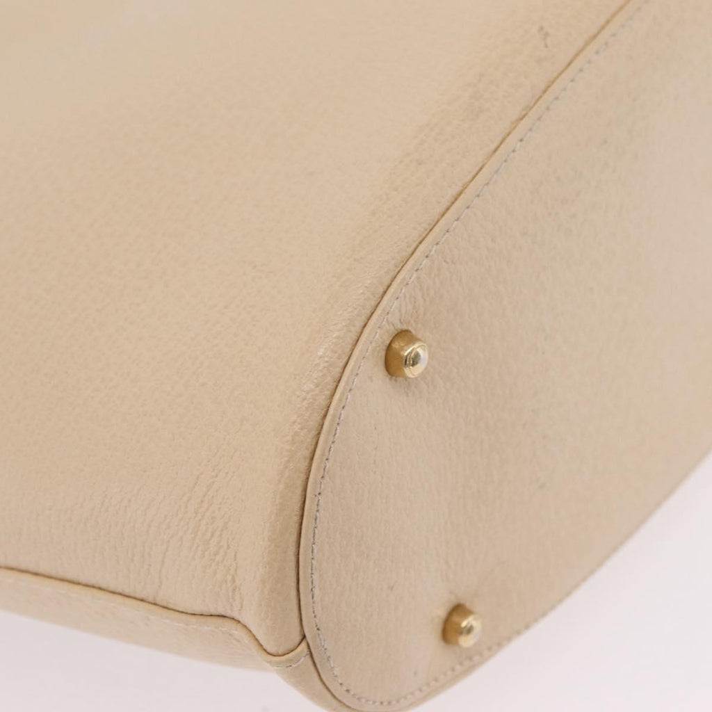GUCCI Hand Bag Leather White Gold 002 2058 0477 0 Auth ar14378
