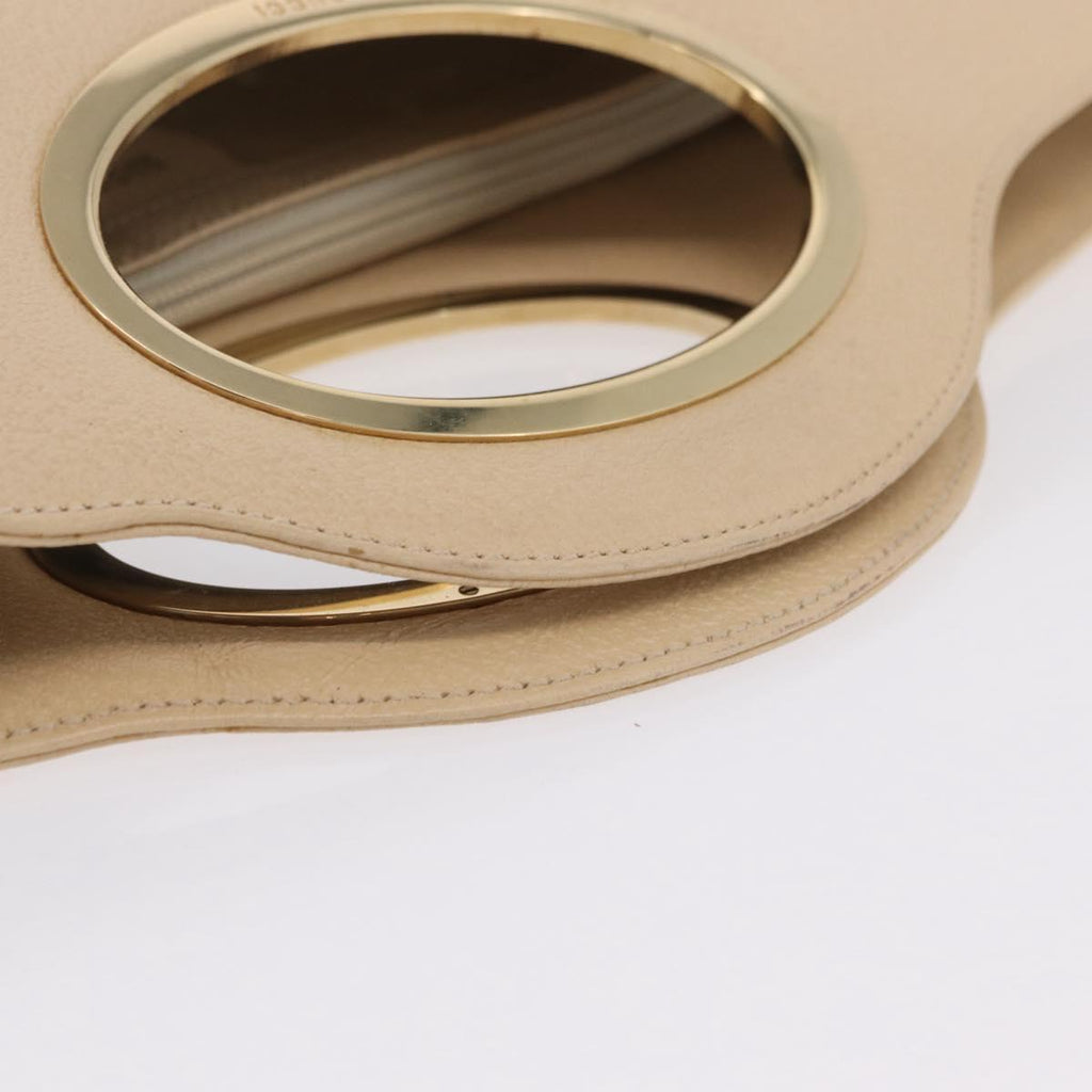 GUCCI Hand Bag Leather White Gold 002 2058 0477 0 Auth ar14378