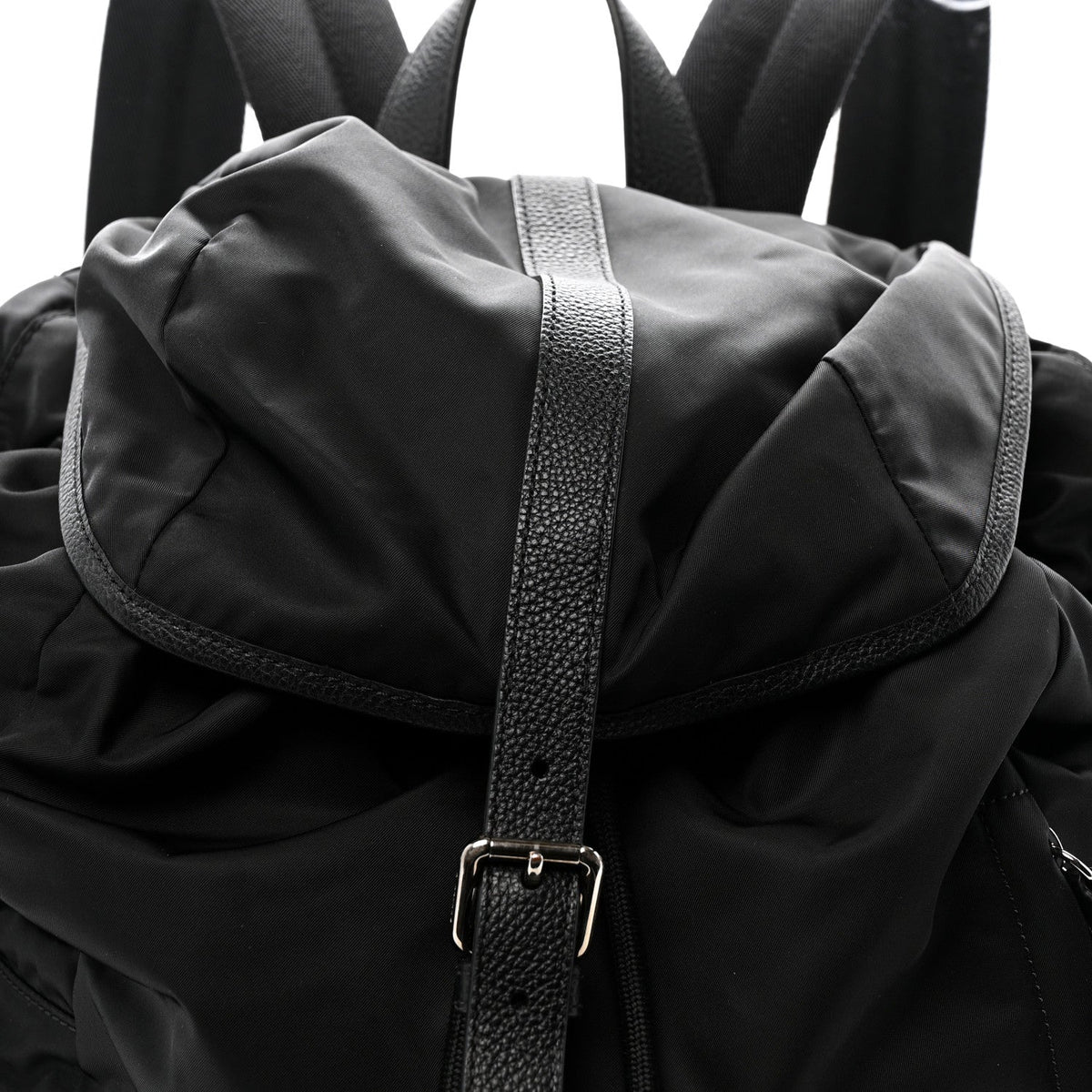 Nylon Grained Calfskin Watson Diaper Bag Black