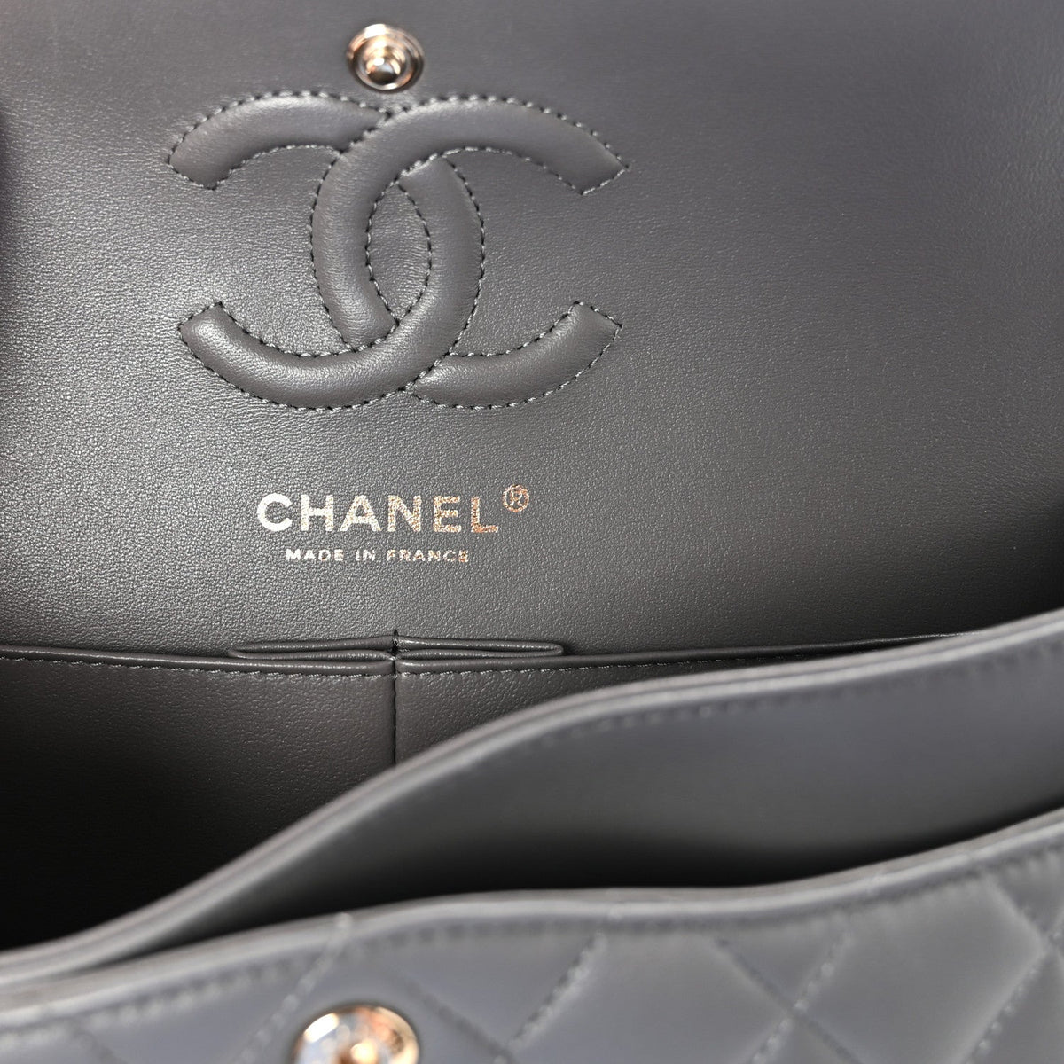 Lambskin Quilted Small Double Flap Grey