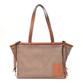 Canvas Calfskin Cushion Tote Taupe