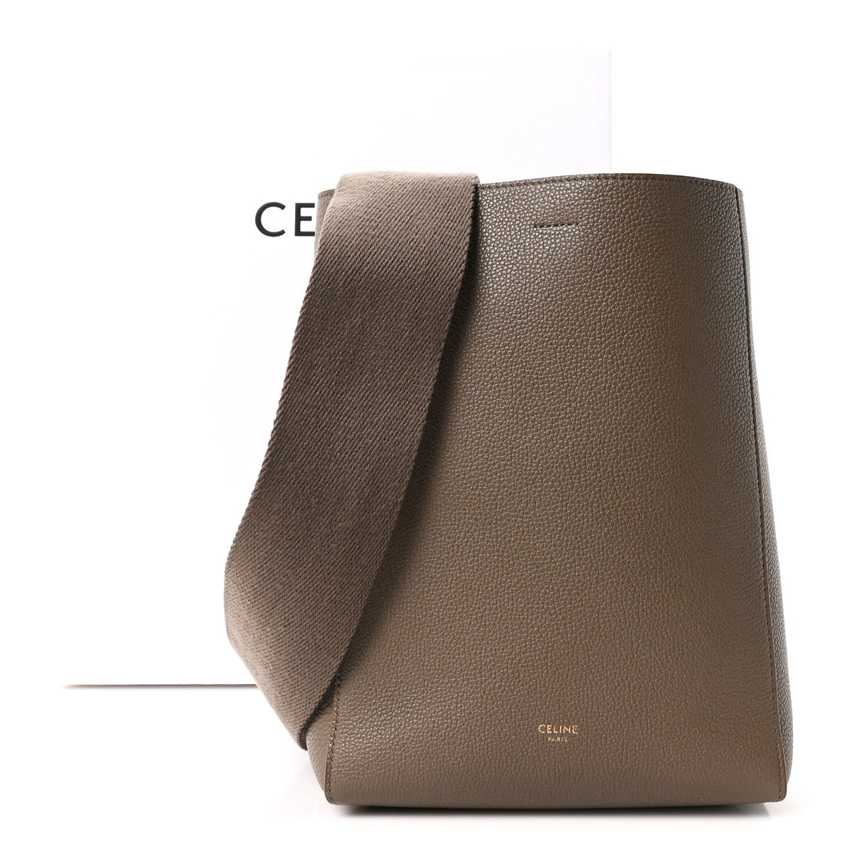Soft Grained Calfskin Small Sangle Bucket Bag Taupe