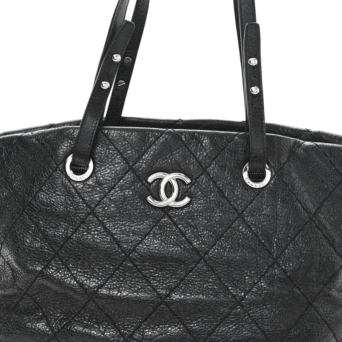 Glazed Calfskin Large On The Road Tote Black