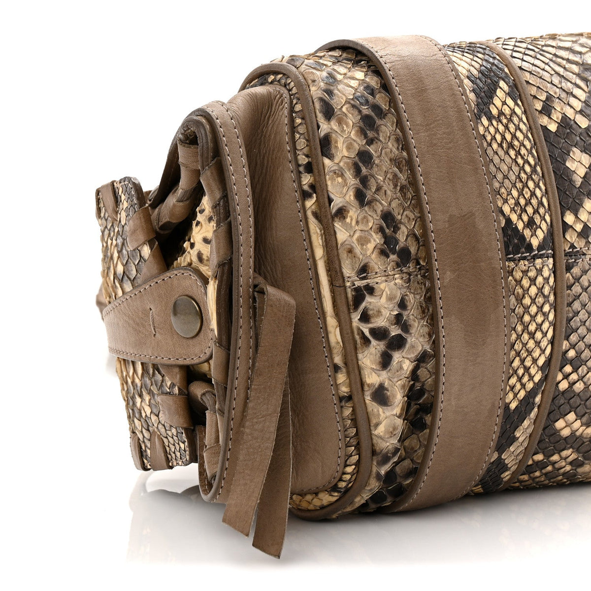 Snakeskin Calfskin Silverado Shoulder Bag Beige