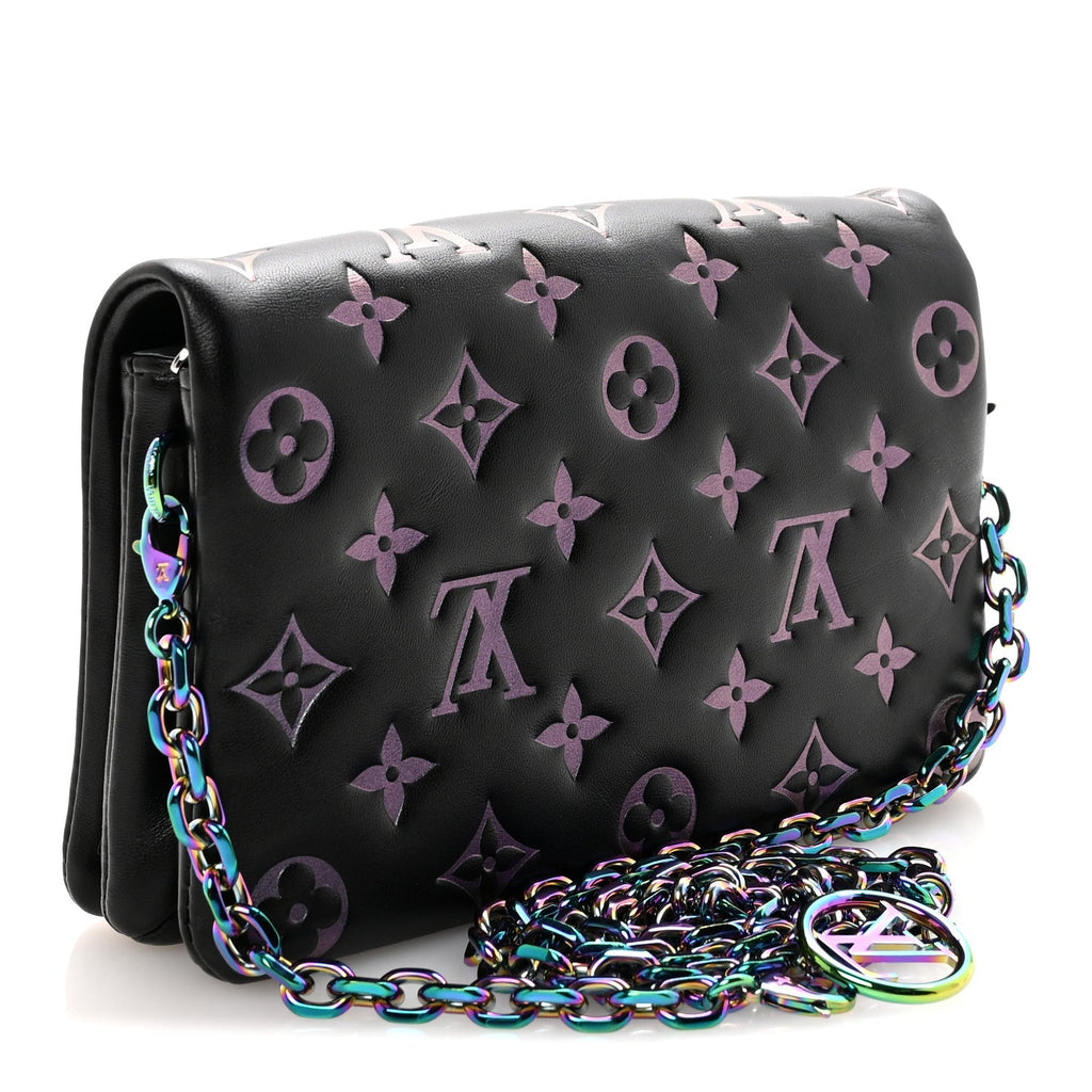 Lambskin Embossed Monogram Scarabeo Pochette Coussin Black