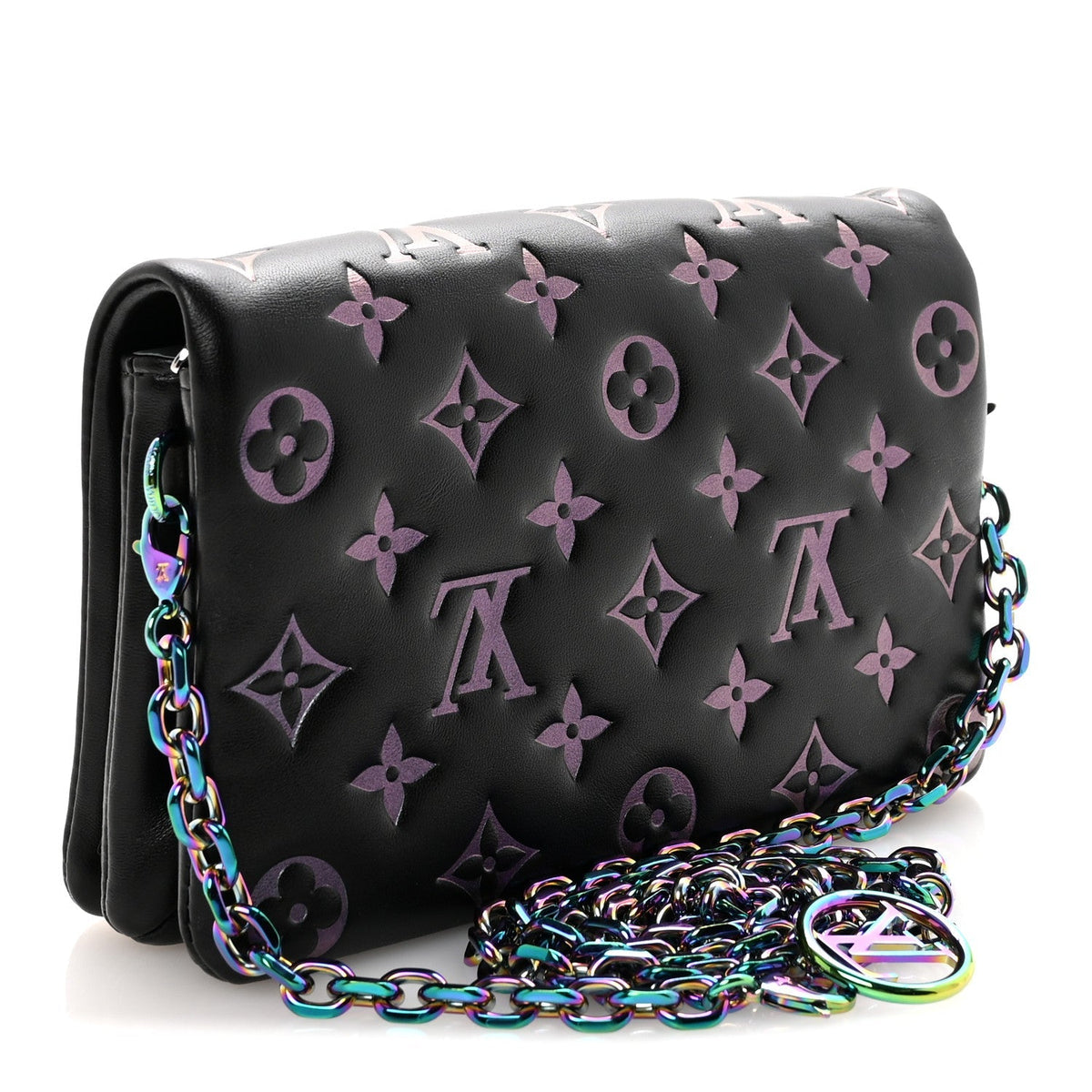 Lambskin Embossed Monogram Scarabeo Pochette Coussin Black