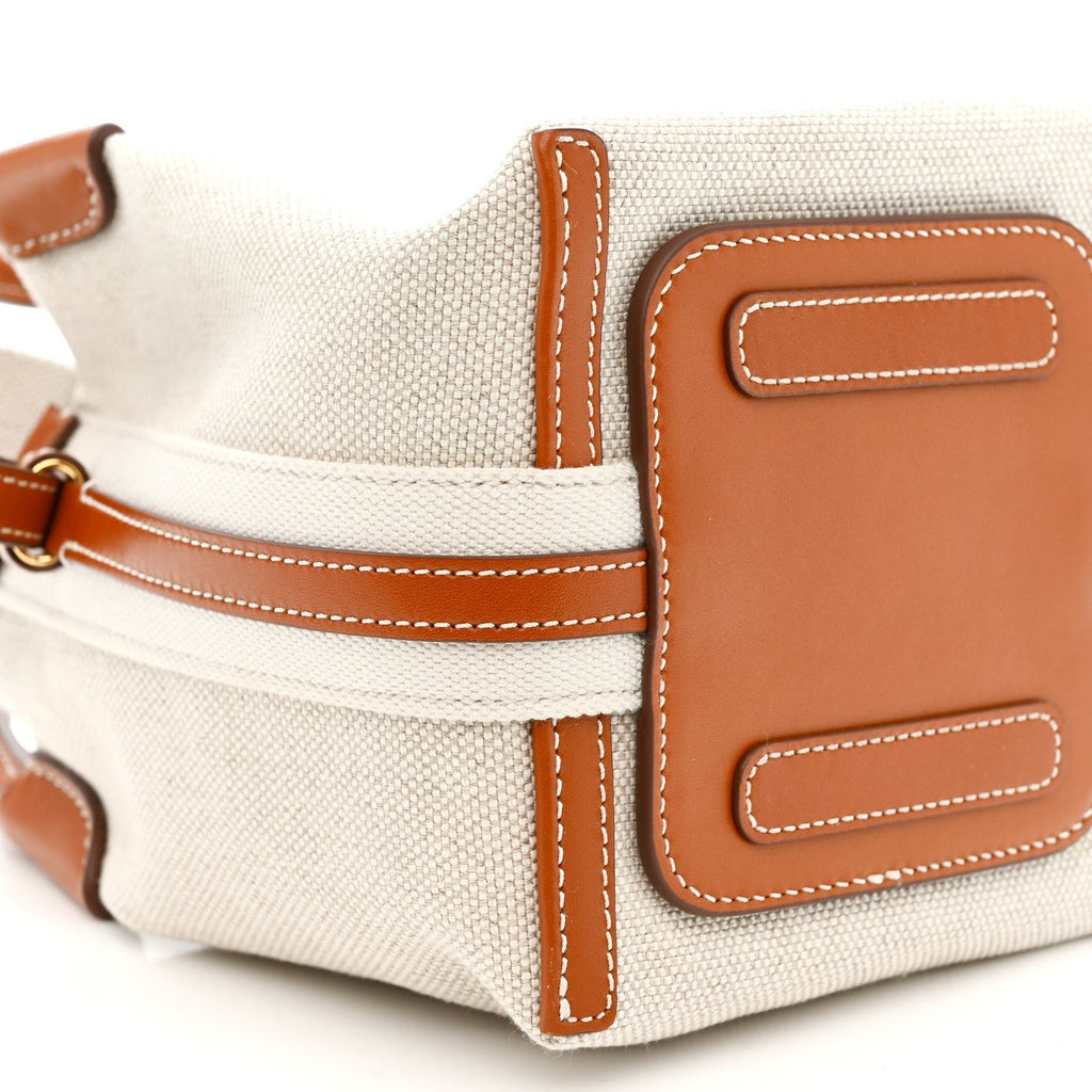 Cotton Linen Calfskin Micro Bale Bag Natural Warm Tan