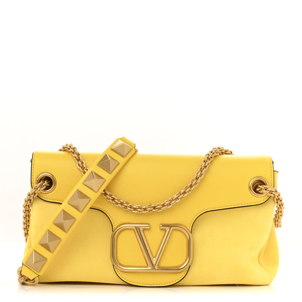 Nappa Stud Sign Shoulder Bag Bright Lemon