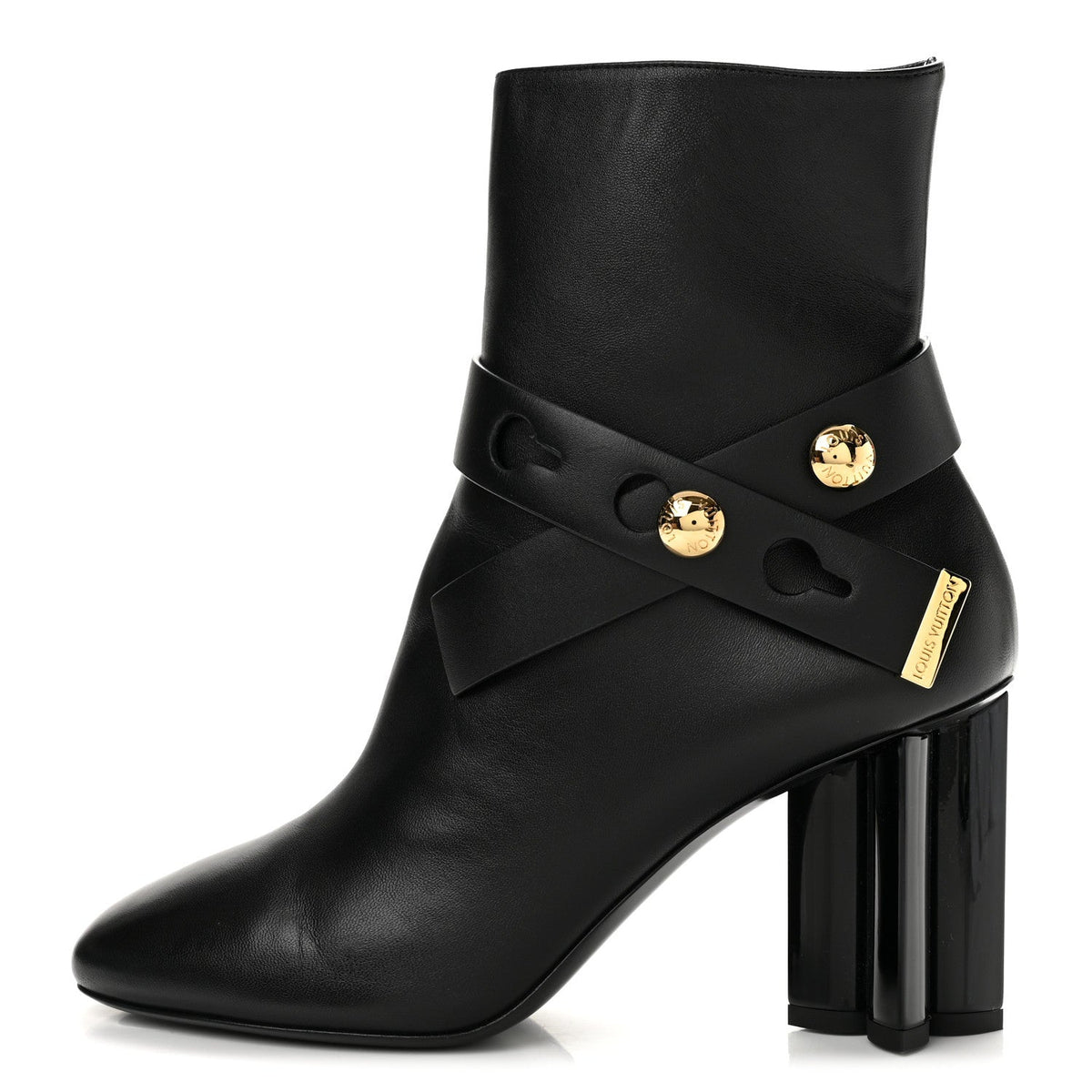 Calfskin Belted Silhouette Ankle Boots 39 Black